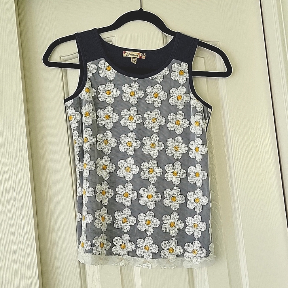 Speechless flower sequin tank top